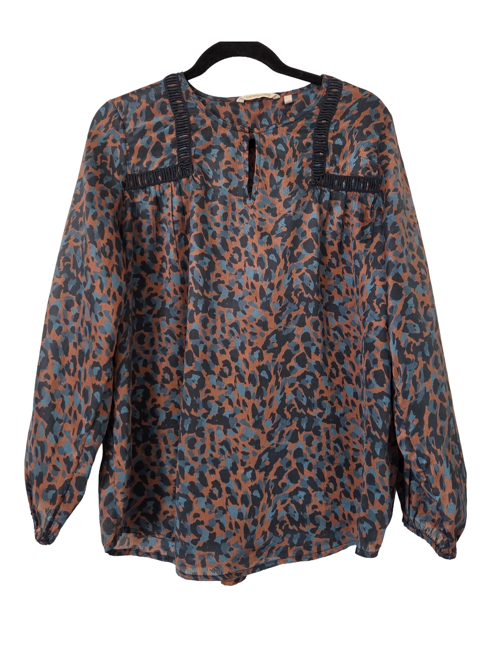 Soft Surroundings Gianna Copper Teal Animal Print Top (M)